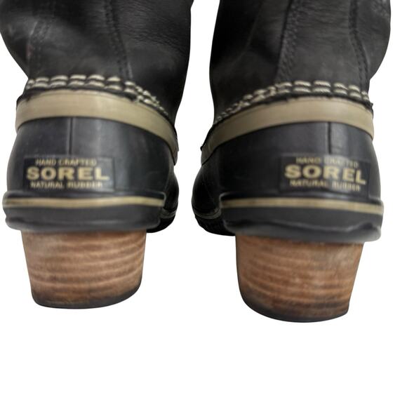 Sorel Slimpack II Lace Winter Duck Boots Black Leather Rubber Womens Size 7.5 - Picture 6 of 11